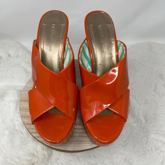 BCBGeneration patent leather orange wedges 6.5 2010 vibes - Picture 2 of 8